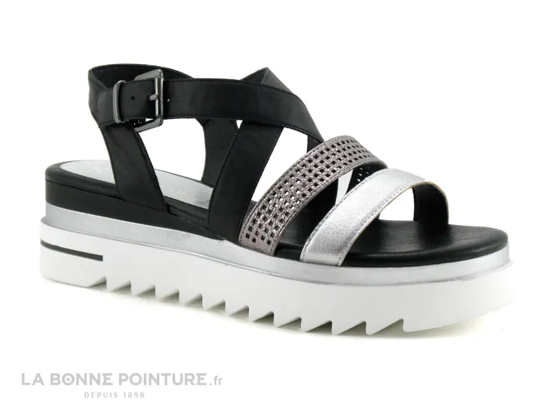 Achat chaussures Marco Tozzi Femme Sandale et Nu-pieds, vente Marco Tozzi Premio - 2-28727-22 - Noir Gris Argent - Nu-pieds comp