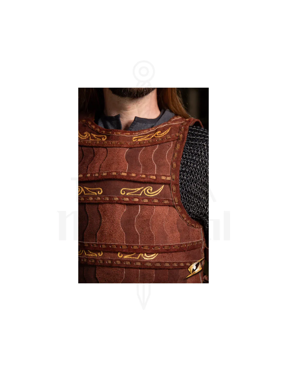 Armure lamellaire celtique en cuir suédé marron ⚔️ Boutique Épées