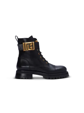 BALMAIN  Bottines rangers charlie en cuir - Noir