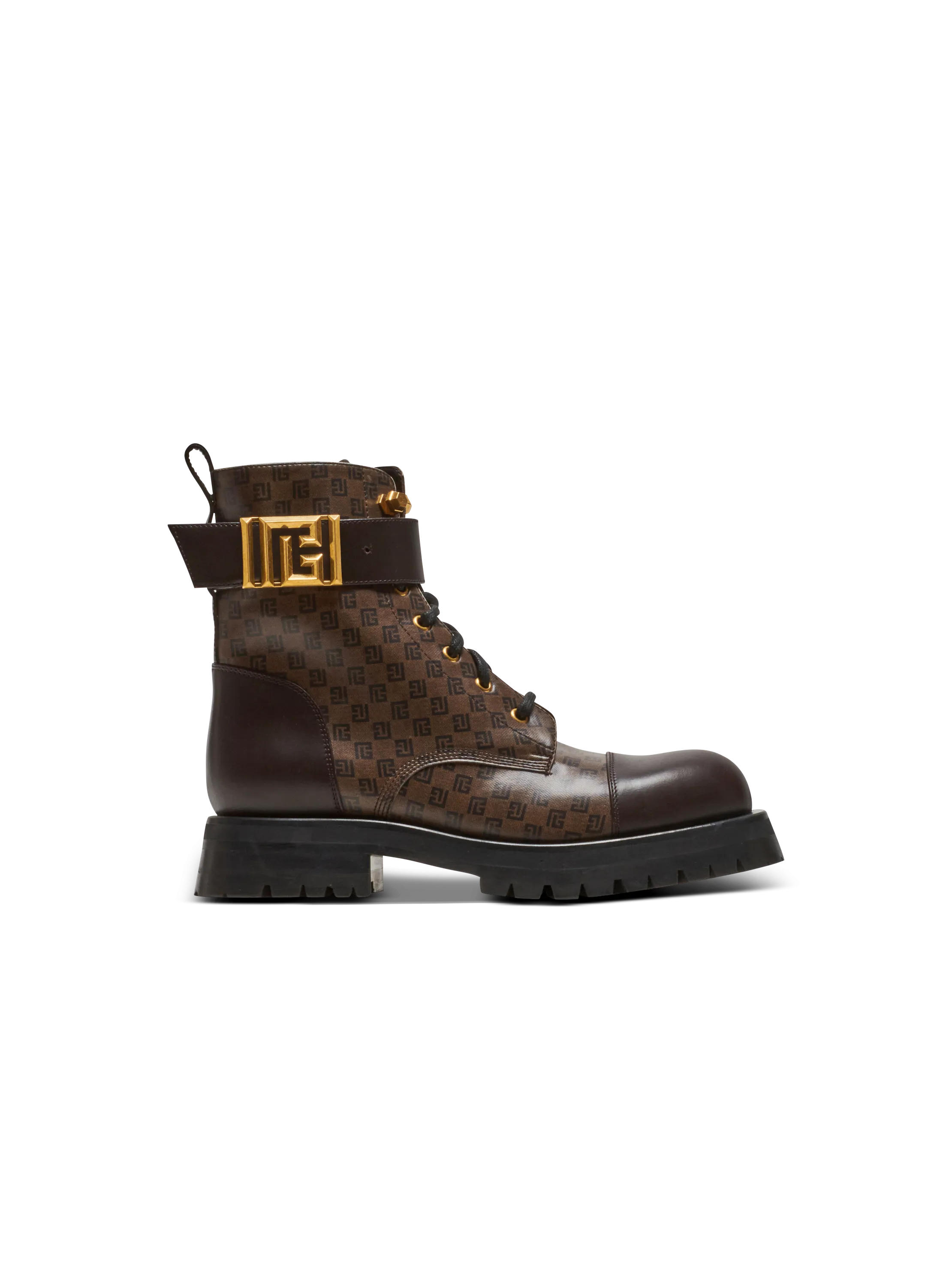 BALMAIN  Bottines rangers romy mini monogramme - Marron