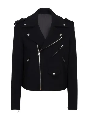 BALMAIN  Veste biker en laine feutrée - Noir