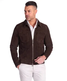 Blouson cuir homme cuir daim cognac veste suedine marron Suede biker