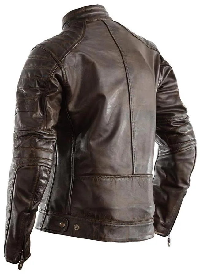 Blouson femme RST Roadster II marron, veste moto cuir vintage biker