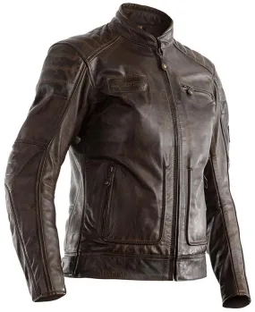 Blouson femme RST Roadster II marron, veste moto cuir vintage biker