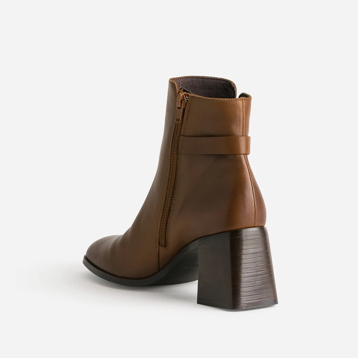 Boots cognac en cuir éco-conçu avec anneau en D - Boots / bottines Femme | ERAM