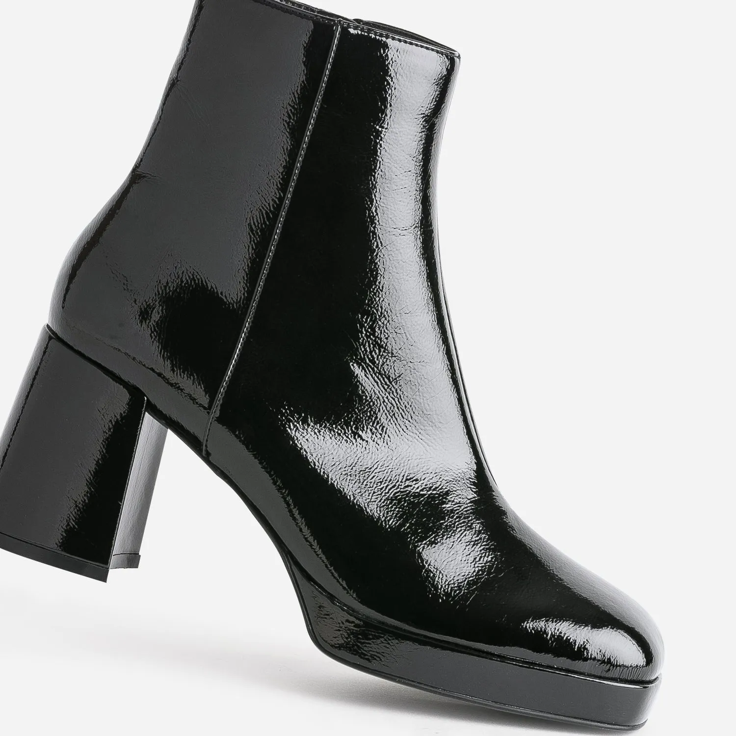 Boots noir éco-conçu verni à plateforme - Boots / bottines Femme | ERAM