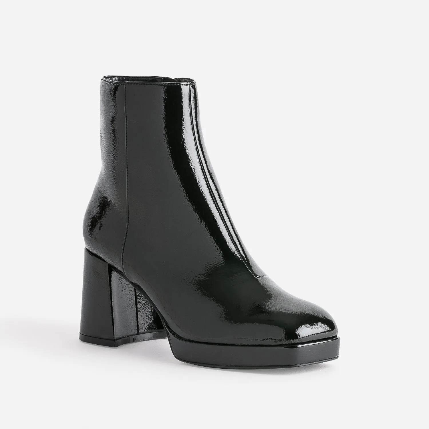 Boots noir éco-conçu verni à plateforme - Boots / bottines Femme | ERAM