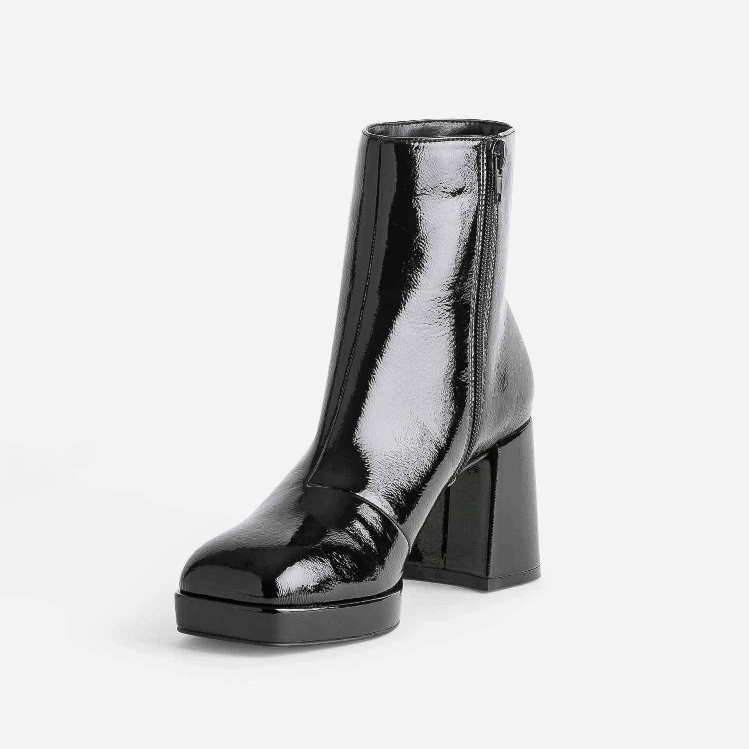 Boots noir éco-conçu verni à plateforme - Boots / bottines Femme | ERAM