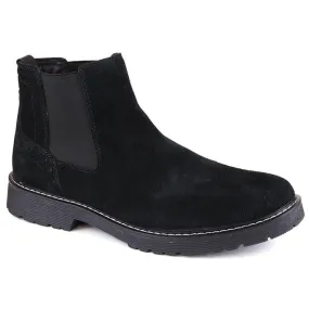 Bottines Chelsea en cuir suédé pour homme, slip-on noires Filippo MBT5003 le noir