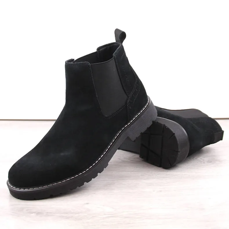 Bottines Chelsea en cuir suédé pour homme, slip-on noires Filippo MBT5003 le noir