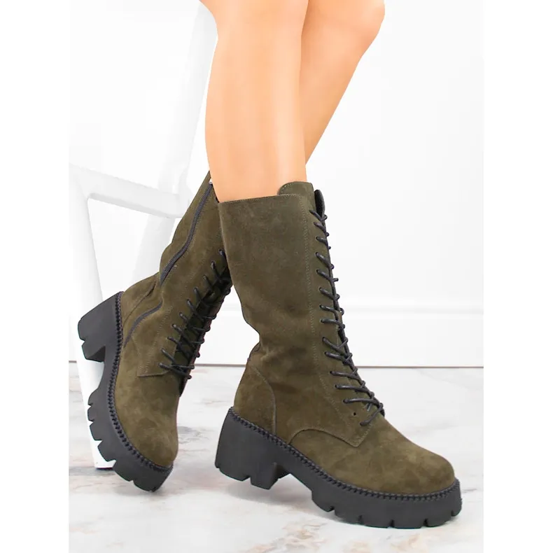 Bottines courtes femme en cuir, isolées kaki T.Sokolski Gs Z23-197 vert