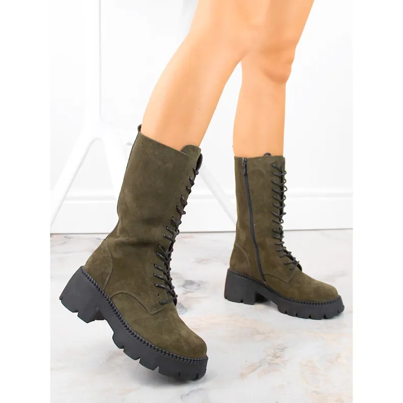 Bottines courtes femme en cuir, isolées kaki T.Sokolski Gs Z23-197 vert