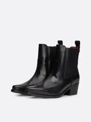 Bottines cowboy TH Monogram en cuir | Noir | Tommy Hilfiger