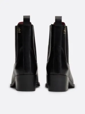 Bottines cowboy TH Monogram en cuir | Noir | Tommy Hilfiger