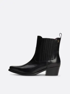 Bottines cowboy TH Monogram en cuir | Noir | Tommy Hilfiger