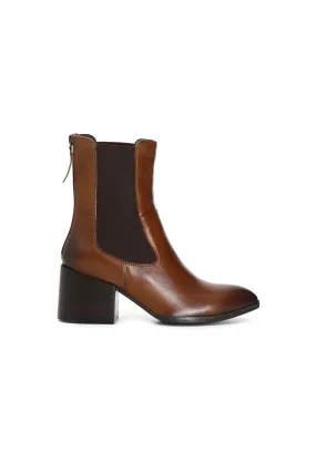 bottines en cuir avec élastique sur le côté - CafèNoir