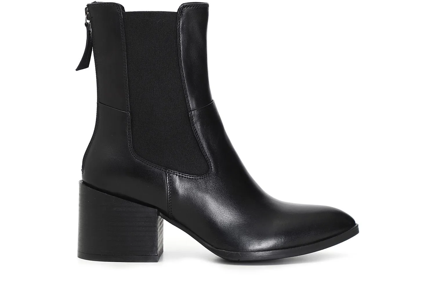 bottines en cuir avec élastique sur le côté - CafèNoir