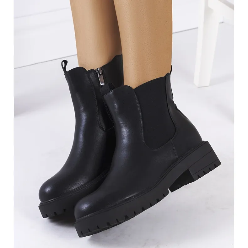 Bottines en éco-cuir noir Ecrin le noir