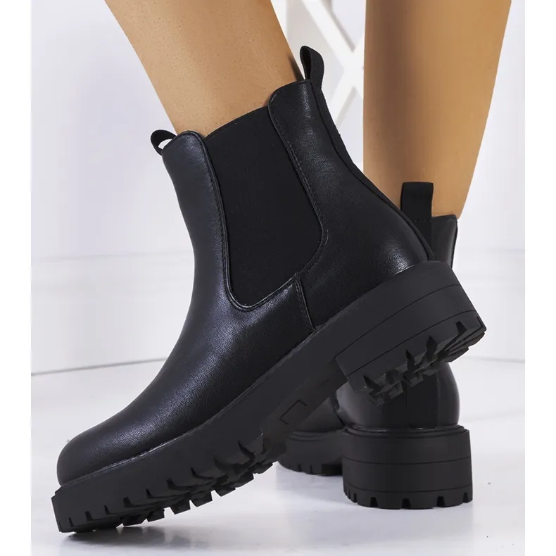 Bottines en éco-cuir noir Ecrin le noir