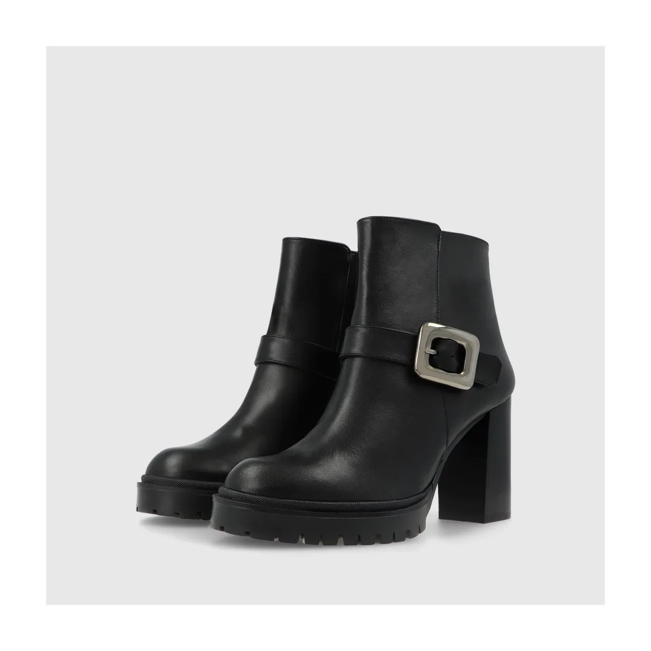 Bottines femme en cuir noir avec boucle | LODI Chaussures femme en ligne.