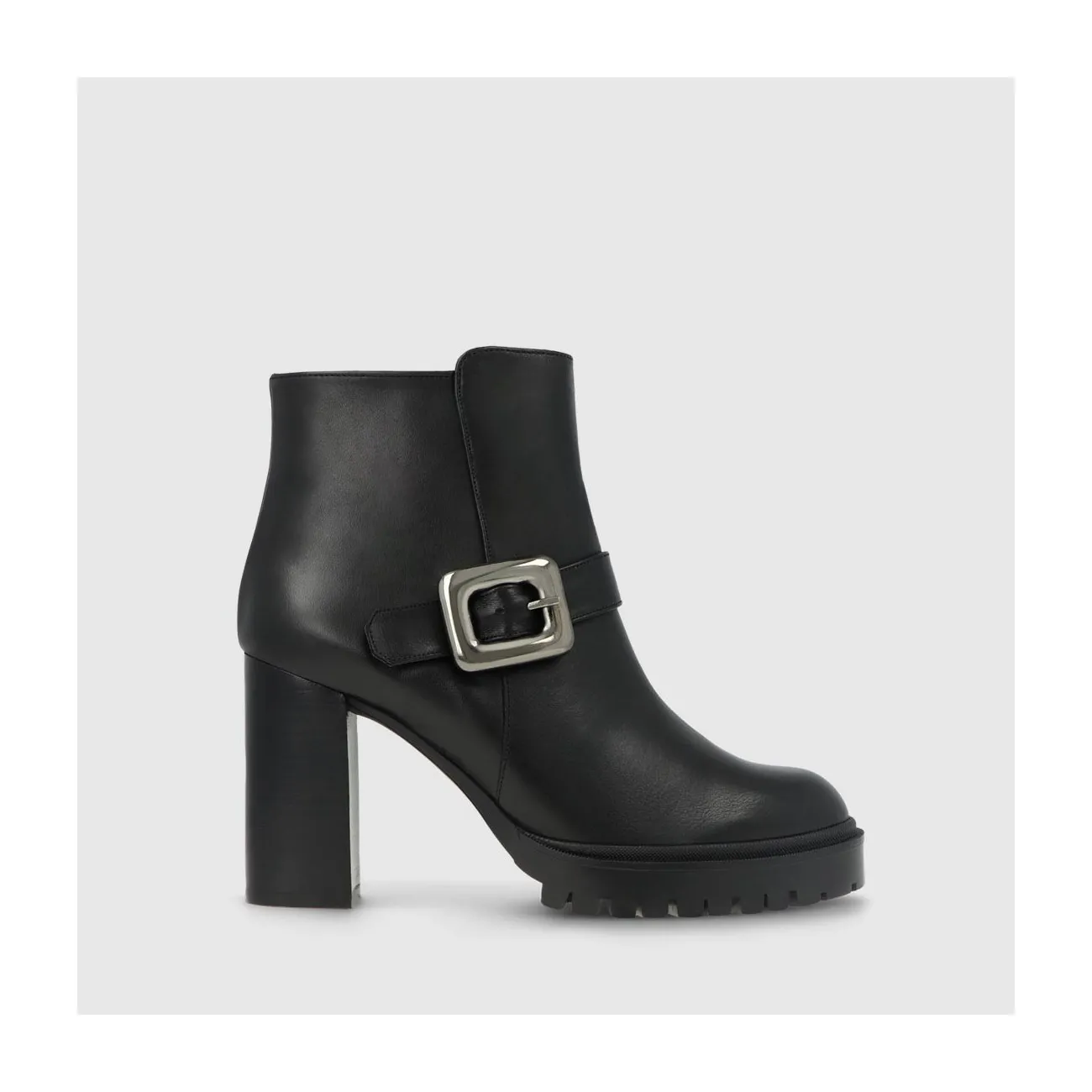 Bottines femme en cuir noir avec boucle | LODI Chaussures femme en ligne.