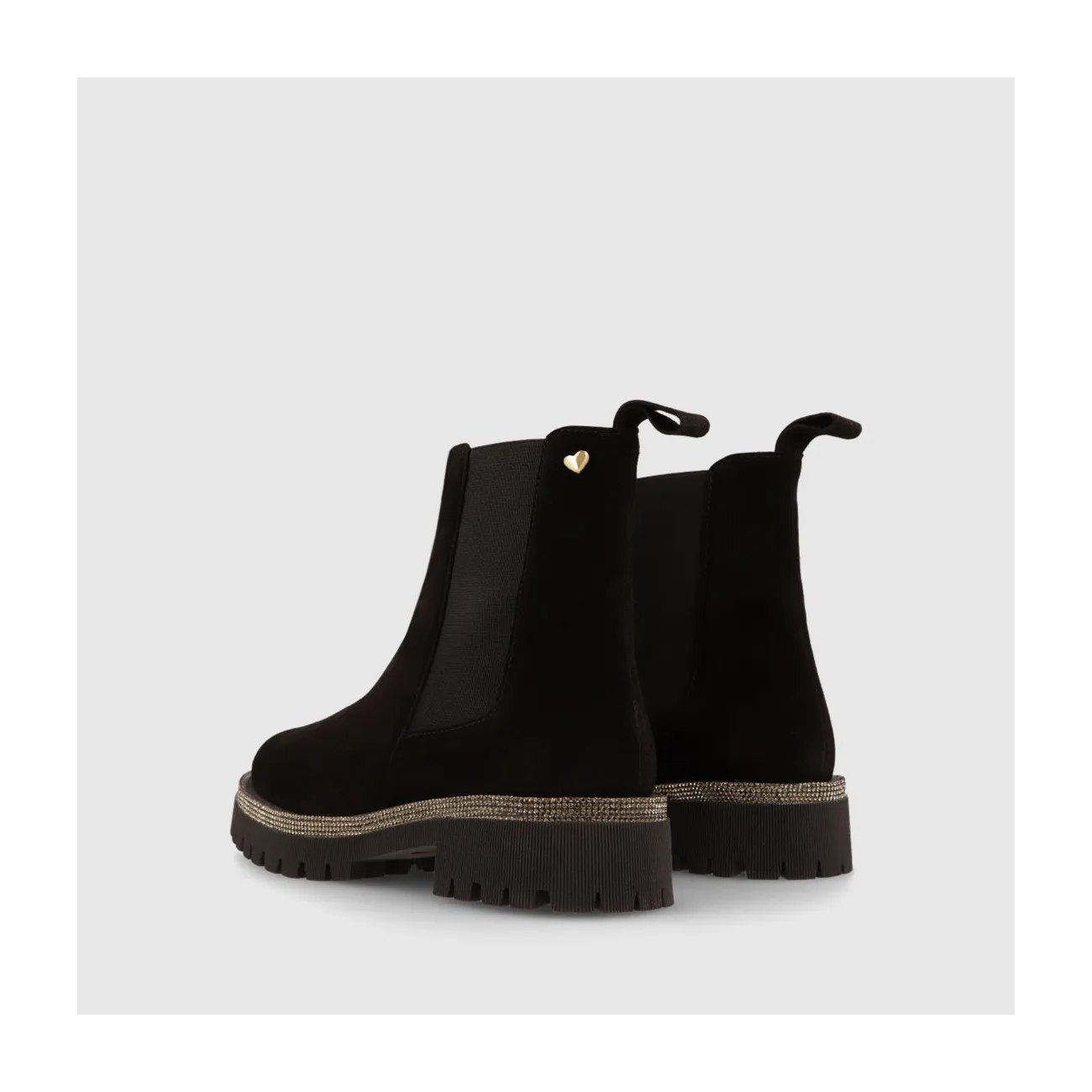 Bottines plates pour femme en cuir suédé noir | Chaussures femme LODI en ligne.