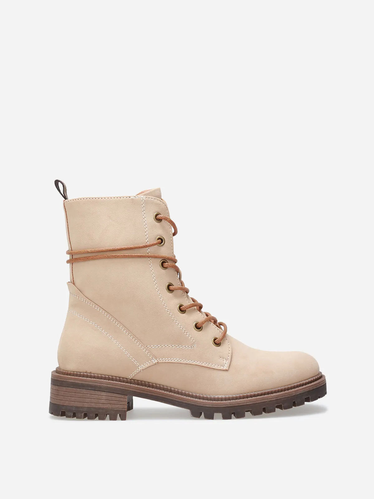 Bottines rangers en simili mat- Beige