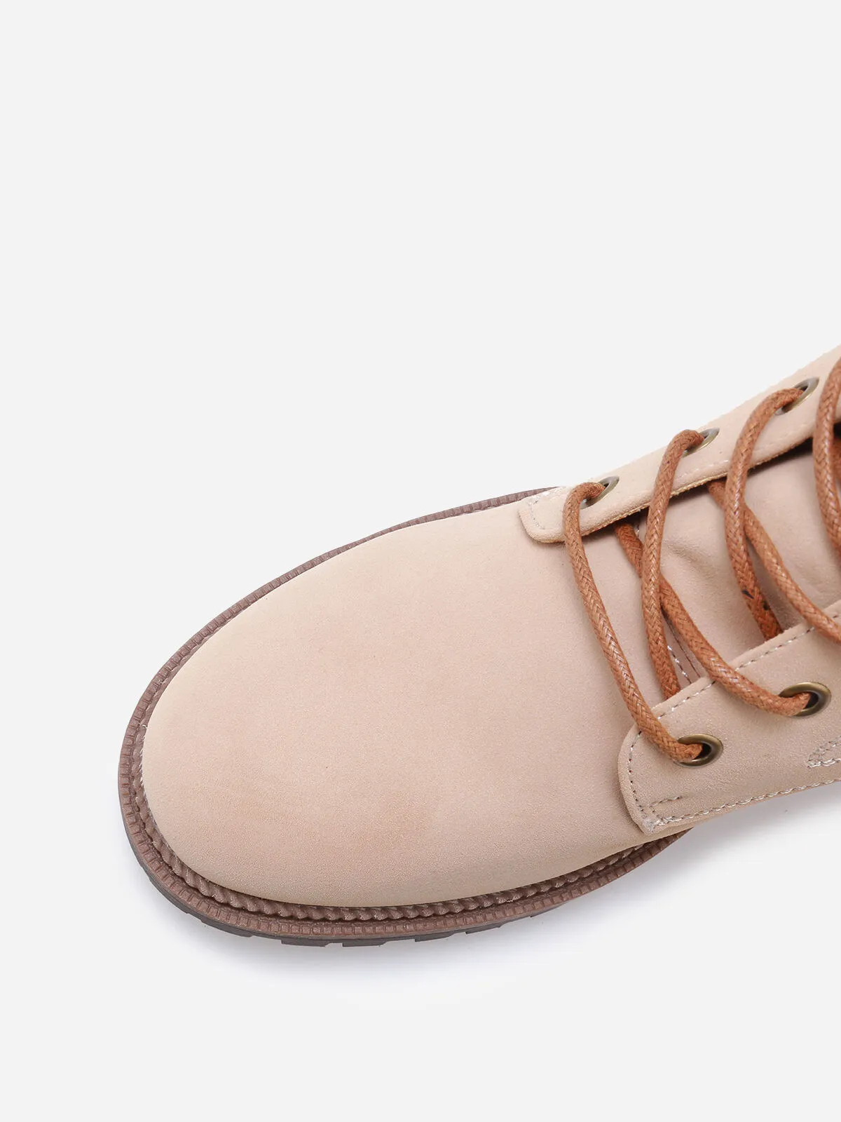 Bottines rangers en simili mat- Beige