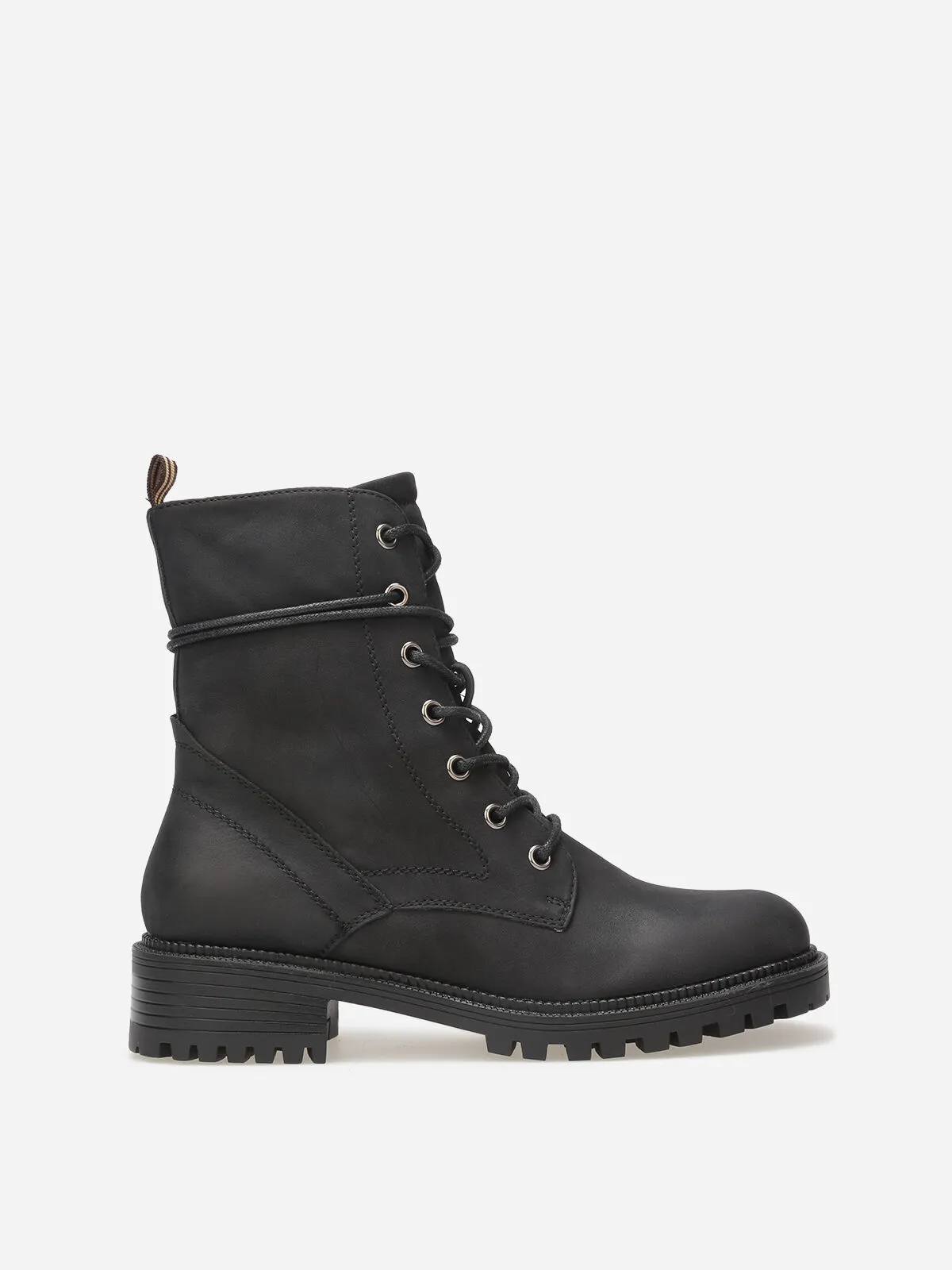 Bottines rangers en simili mat- Noir