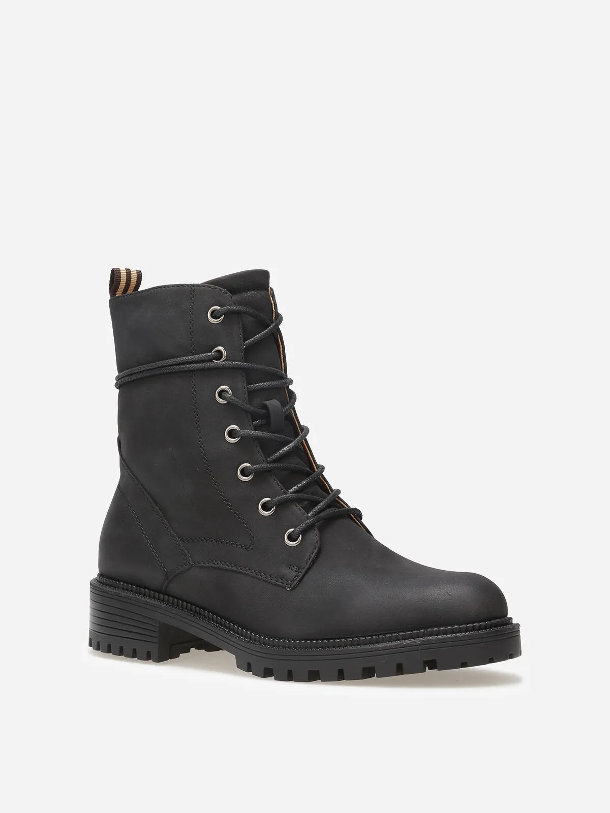 Bottines rangers en simili mat- Noir