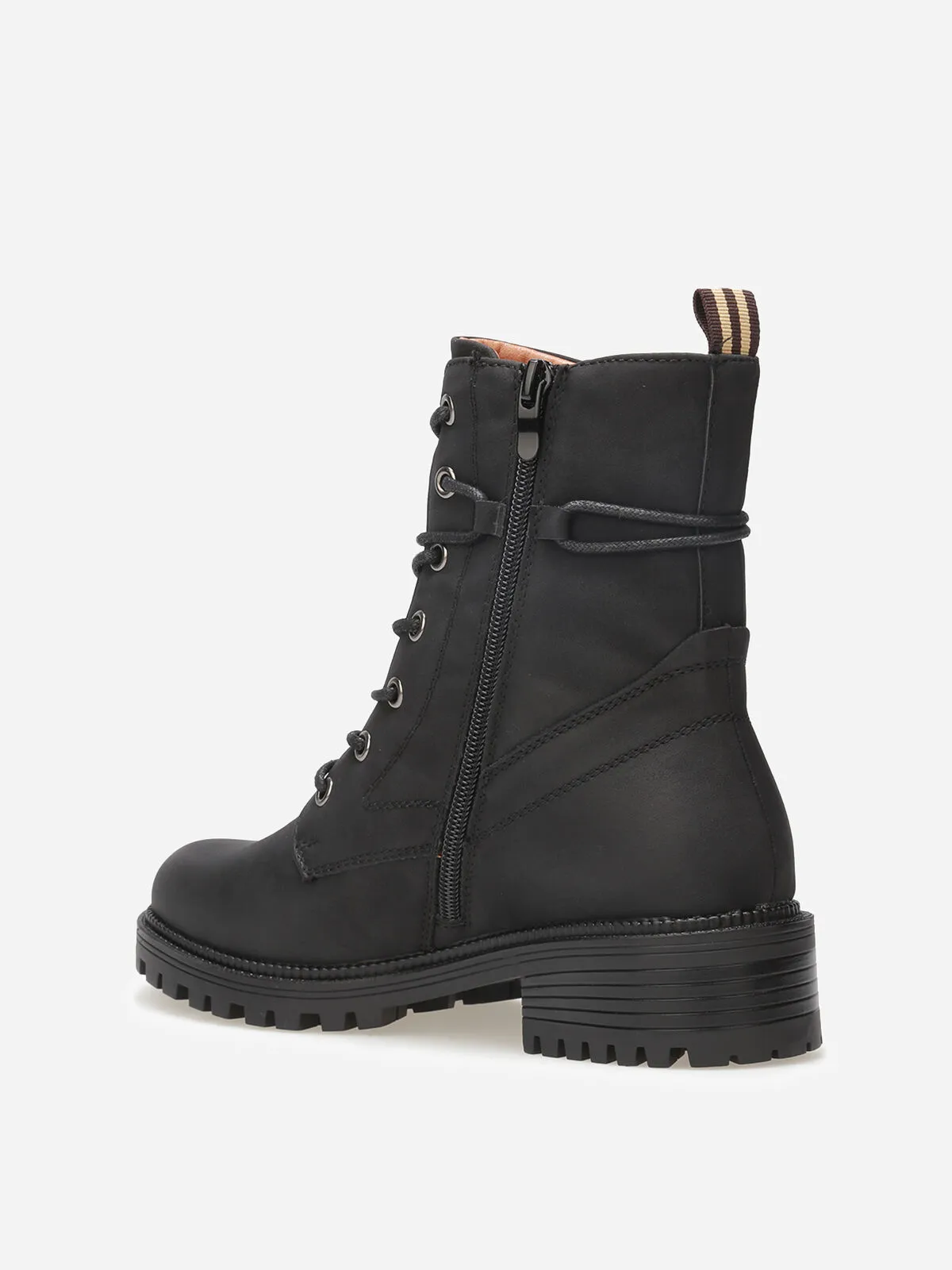 Bottines rangers en simili mat- Noir