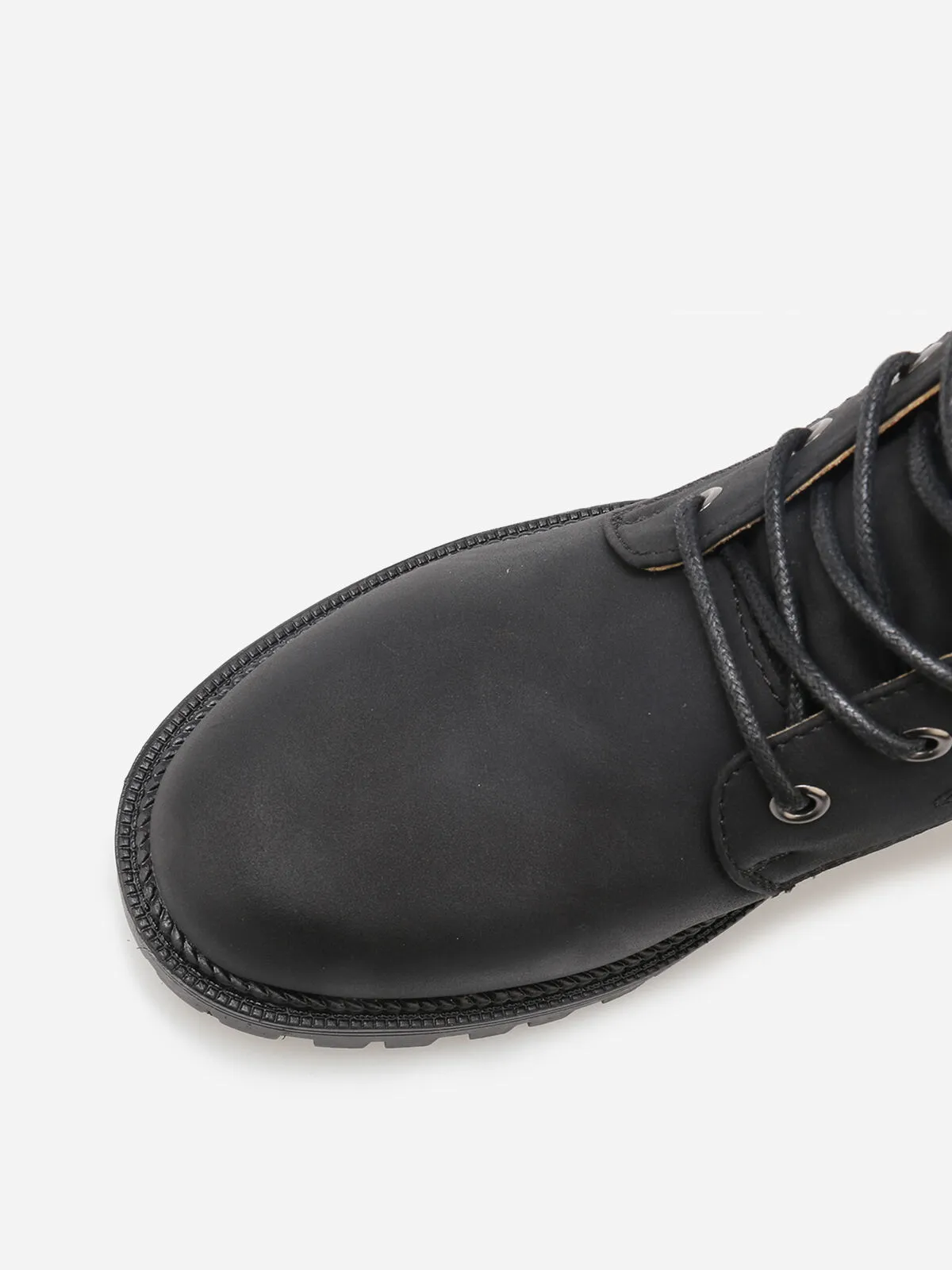 Bottines rangers en simili mat- Noir