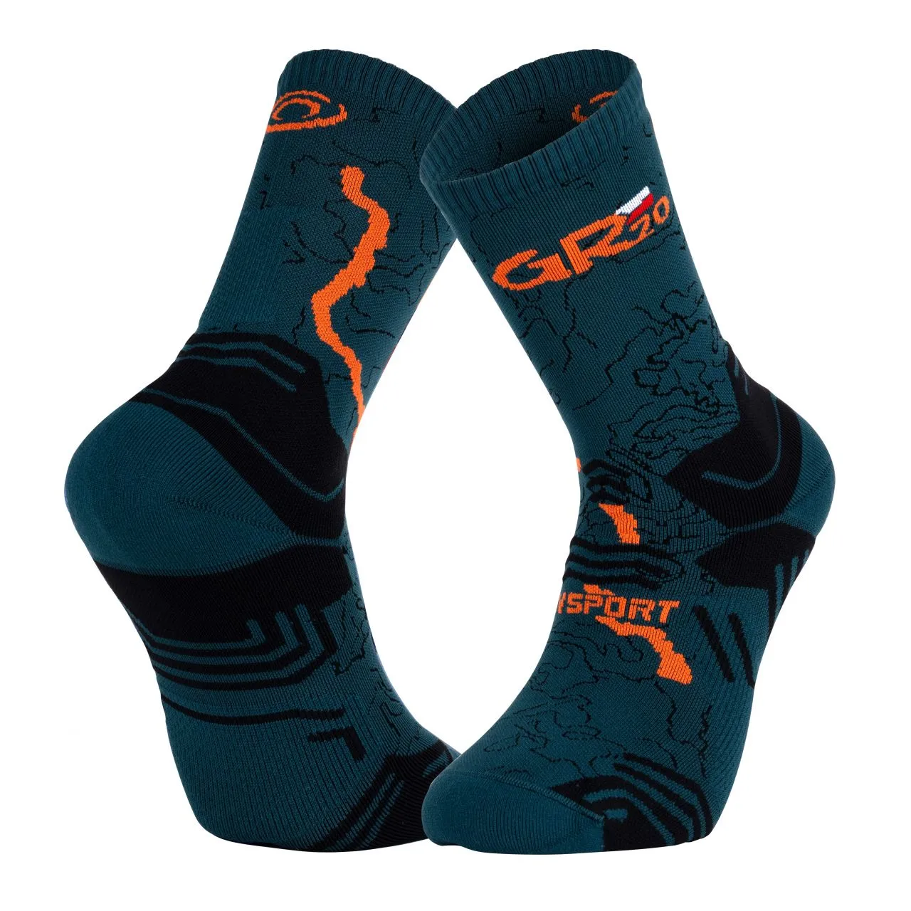 BV SPORT SOCQUETTE TREK GR HAUTE POLYAMIDE GR20 VERTE ET ORANGE   Chaussettes de randonnée