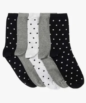 chaussettes femme a motifs pois (lot de 5) noir standard chaussettes