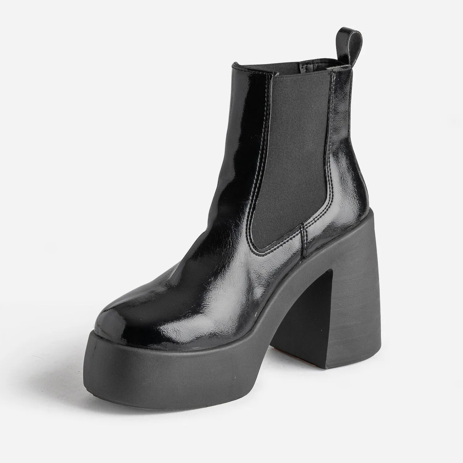 Chelsea boots TEXTO noir verni à plateforme - Boots / bottines Femme | ERAM