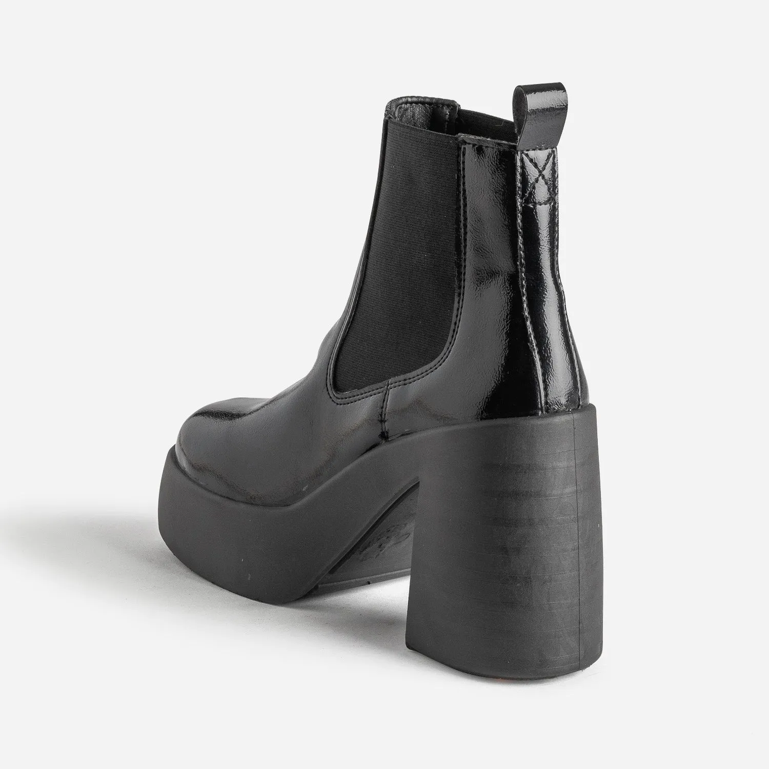 Chelsea boots TEXTO noir verni à plateforme - Boots / bottines Femme | ERAM