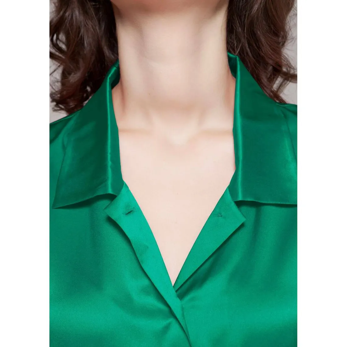 Chemise De Nuit En Soie Mi manche A Fente vert | 3 Suisses