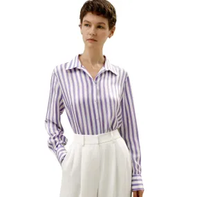 Chemise en soie à rayures amalfi Lilas | 3 Suisses