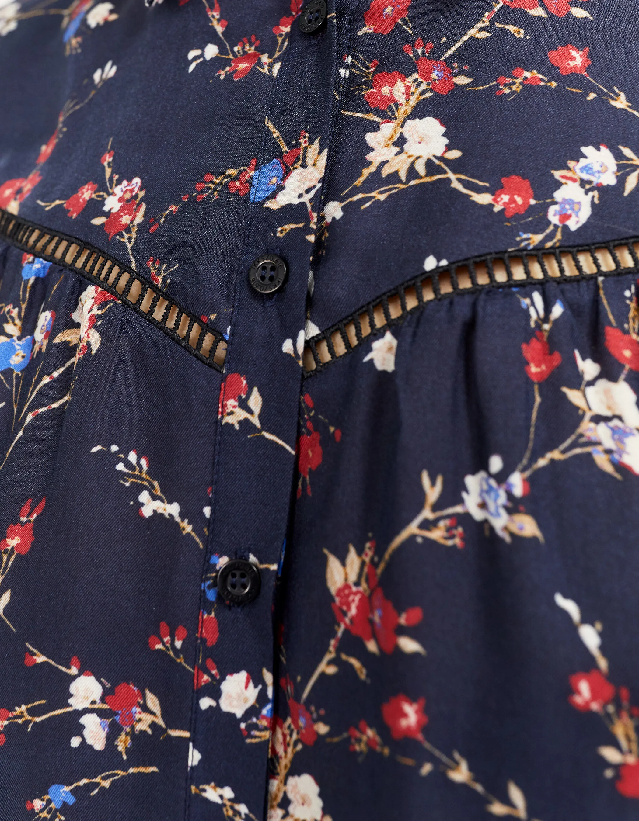 Chemise viscose et soie imprimé fleurs de cerisier femme