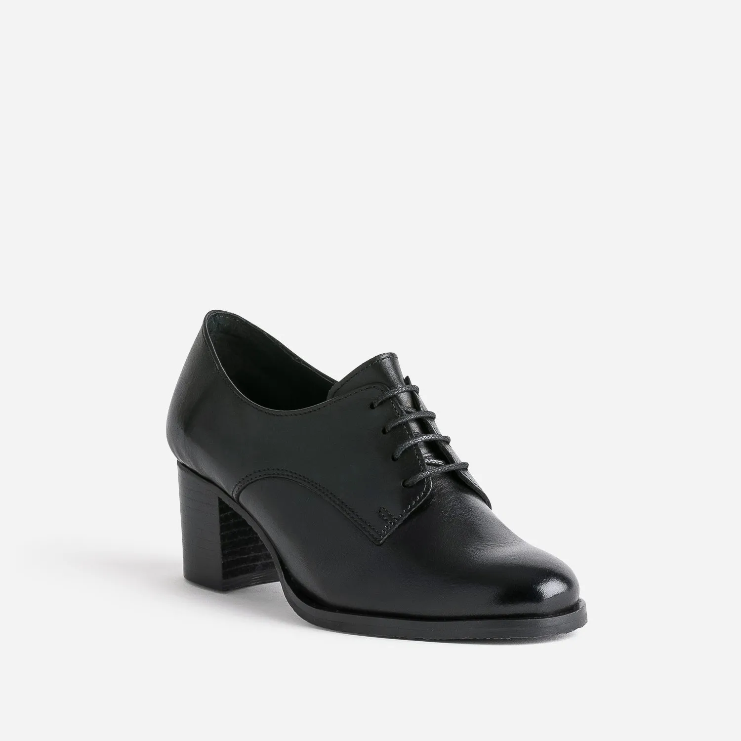 Derby à talon noir en cuir - Boots / bottines Femme | ERAM