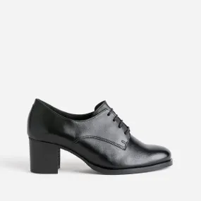 Derby à talon noir en cuir - Boots / bottines Femme | ERAM