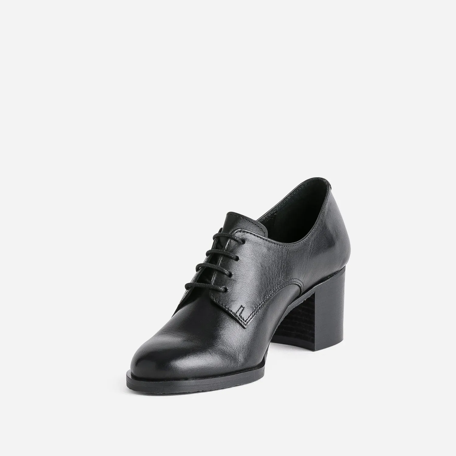 Derby à talon noir en cuir - Boots / bottines Femme | ERAM