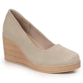 Escarpins compensés en cuir suédé beige Filippo DP3521