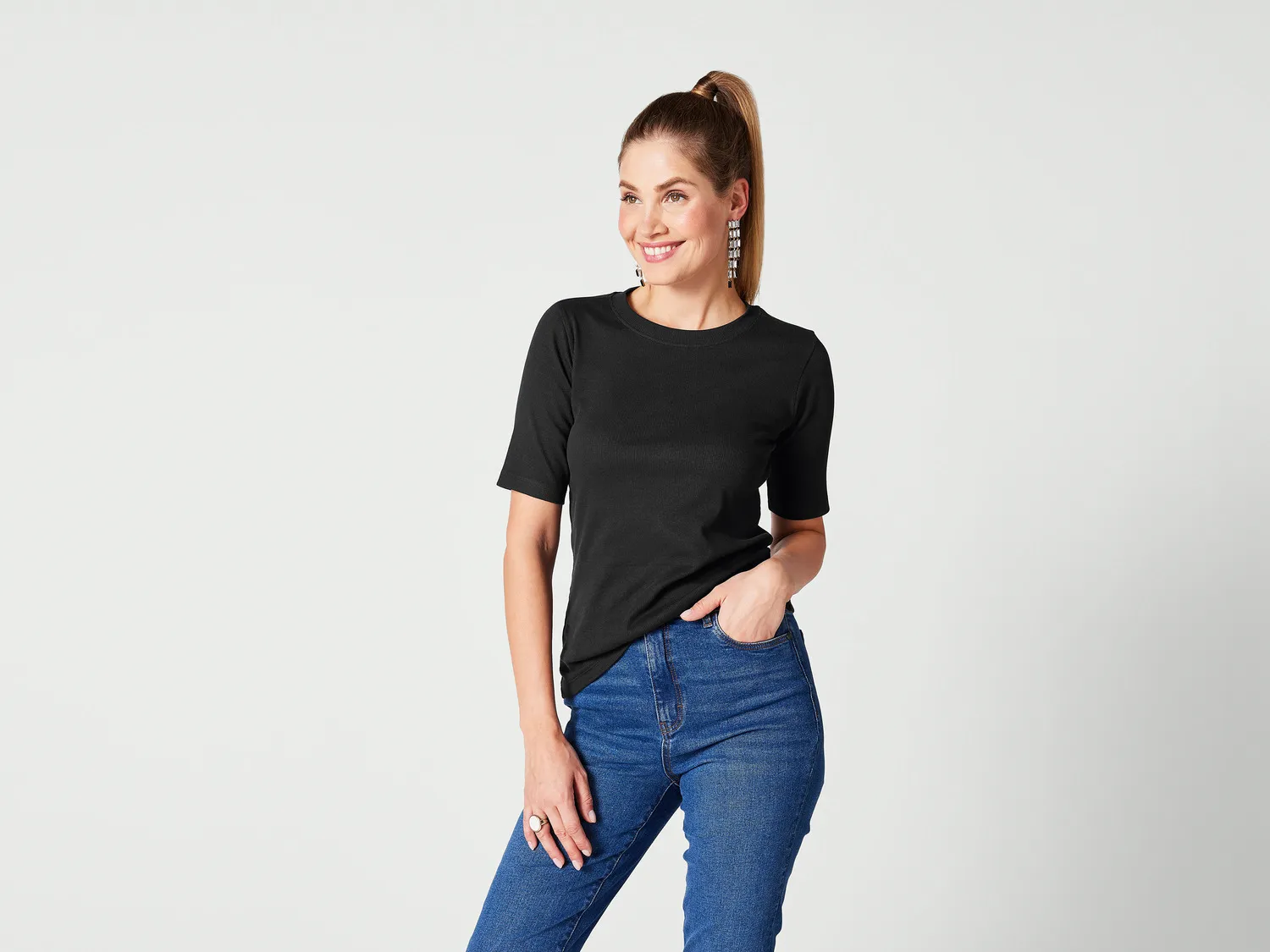 esmara® T-shirt côtelé femme