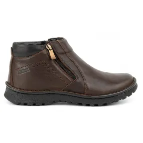 Kampol Bottines homme en cuir avec fermeture éclair 130KA marron brun