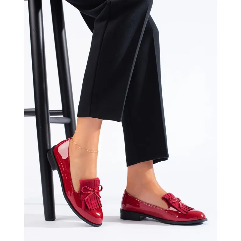 Lords en cuir verni rouge avec franges Shelovet