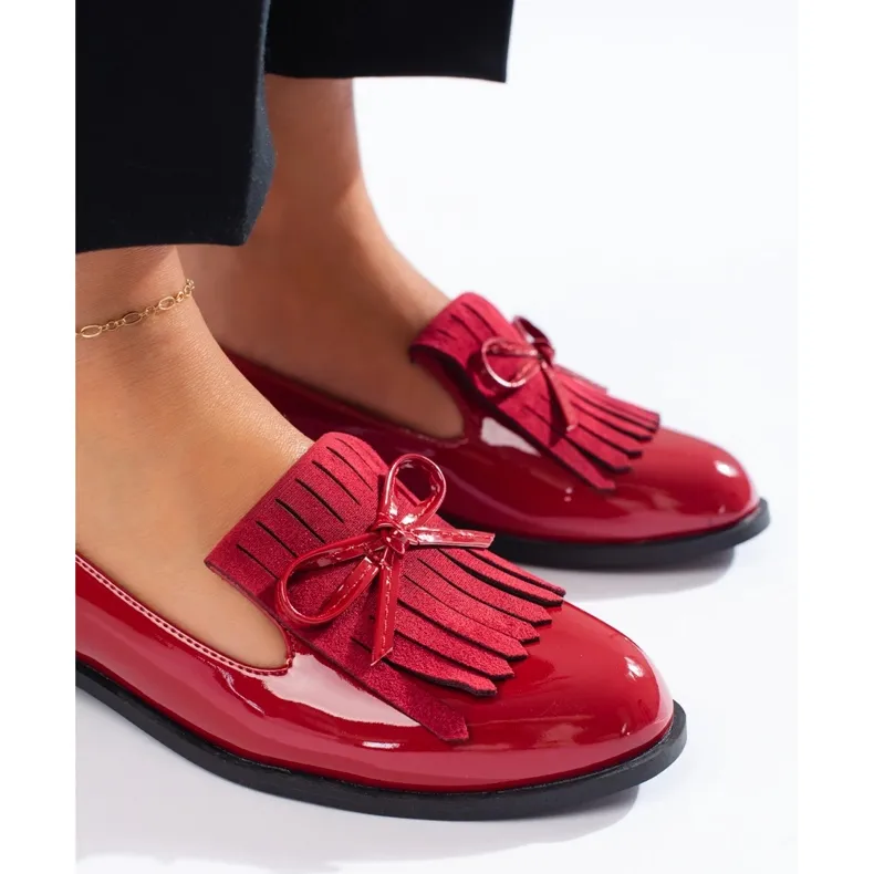 Lords en cuir verni rouge avec franges Shelovet