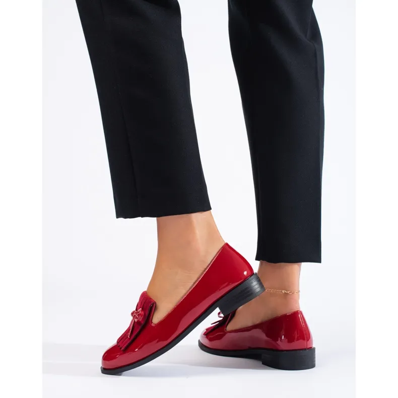 Lords en cuir verni rouge avec franges Shelovet