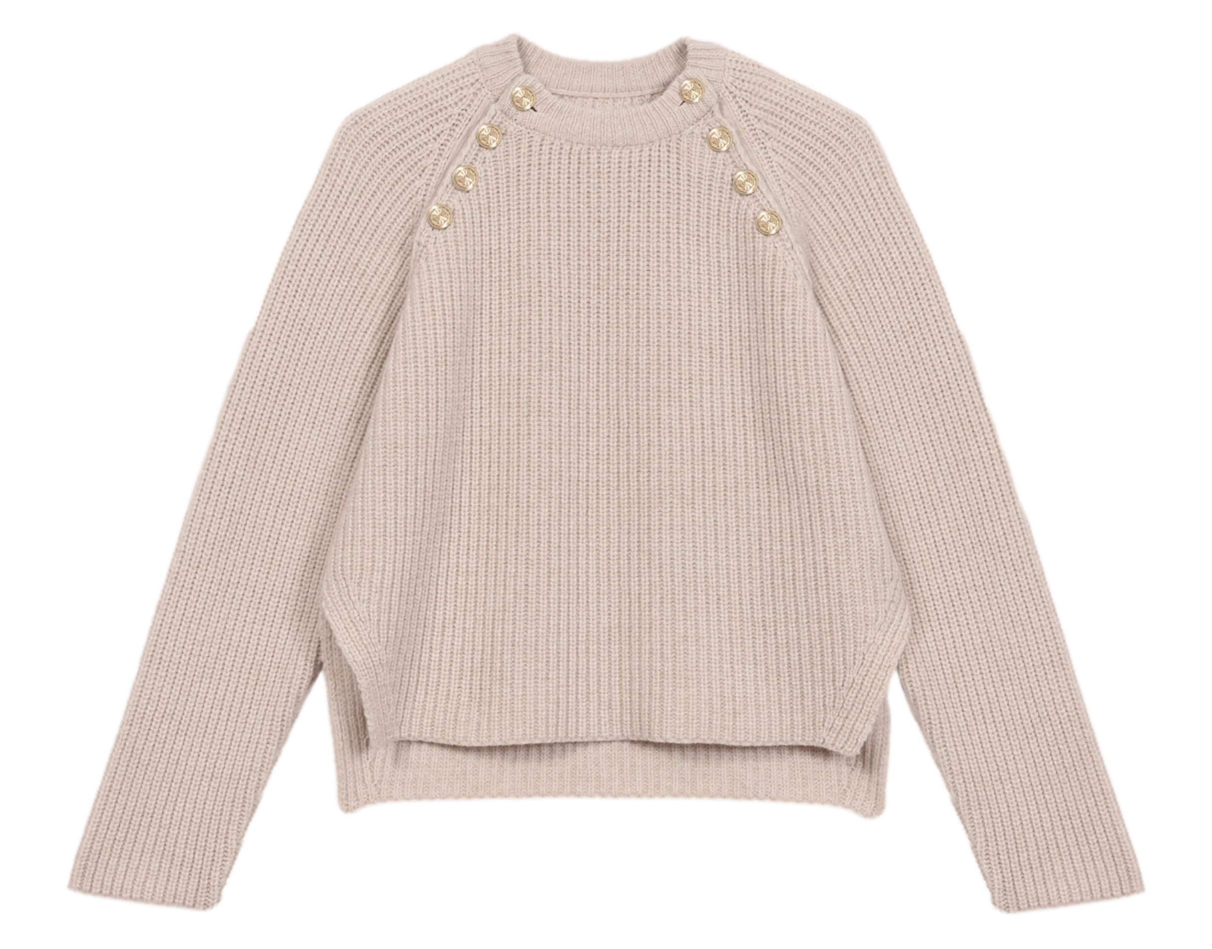 MAJE  Pull côtelé en laine - Beige