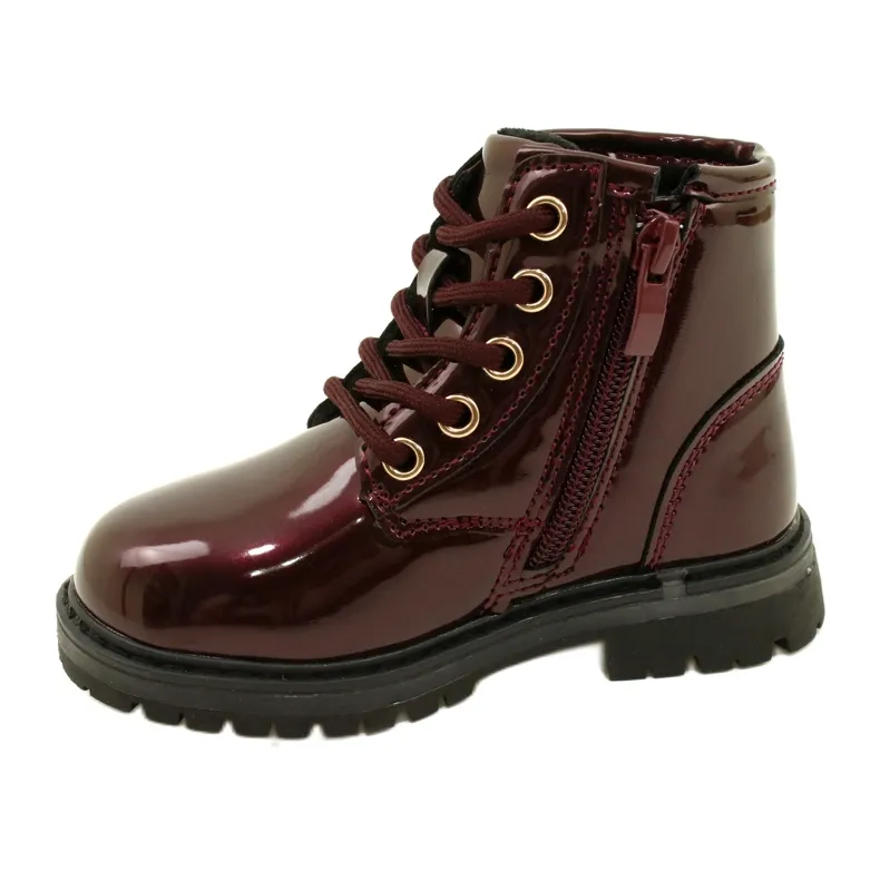 Miss Bottines fille cuir verni étoile 23DZ23-6593 rouge